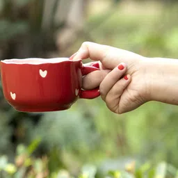 THE WHITE SPACE LIVING Red & White 2 Piece Printed Ceramic Glossy Mugs image 3