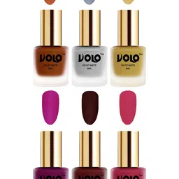 VOLO Set Of 6 Velvet Matte Nail Polish - 8 ml Each - Magenta-Maroon-Metallic Coral image 1