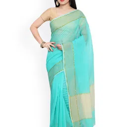 Anouk Rustic Solid Saree With Zari Border-picture-14