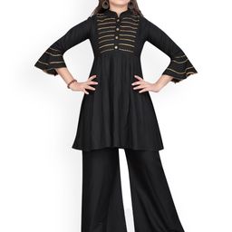 BAESD Girls Striped Empire Gotta Patti Pure Cotton Kurti with Palazzos-picture-47