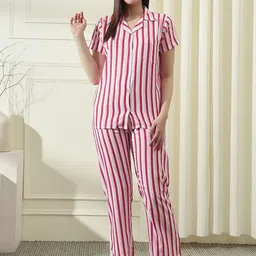 House of Comfort Women Striped Night suit-image-96