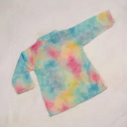 KNITROOT Kids Pastel Tie-Dyed Band Collar Full Sleeves Regular Kurta with Pyjamas image 4