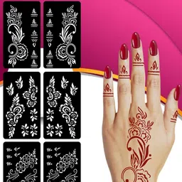 VOORKOMS Set Of 3 Mehndi Design Stencil Sticker-picture-14