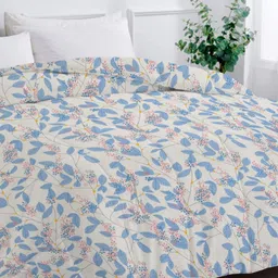 bsb home Beige & Pink Floral Microfiber Mild Winter 210 GSM Single Bed Comforter image 4