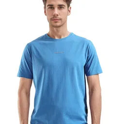 RARE RABBIT Men Solid Round Neck Cotton T-shirt image 1