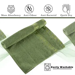 Kuber Industries Grey & Green 6 Pieces Self Designed GSM 225 Face Towels image 4