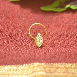 SHREEVARAM Cubic Zirconia Gold-Plated Brass Nose Ring-picture-12