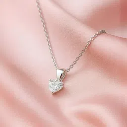 Zarkan 925 Sterling Silver Rhodium Cubic Zirconia Studded Heart Shaped Pendant With Chain-picture-11