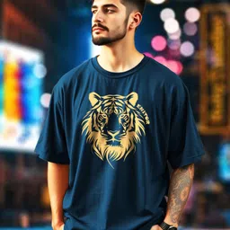 AUSK Men Printed Drop-Shoulder Sleeves Raw Edge T-shirt-picture-46