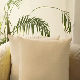 CASABLEU Beige 2 Pieces Square Cushion Covers-image-1