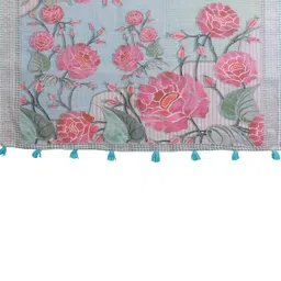 Jinal & Jinal Floral Zari Linen Blend Saree image 4