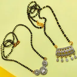 DIVYANSHI COLLECTION Set Of Silver Plated Ad Brass Mangalsutra-image-2