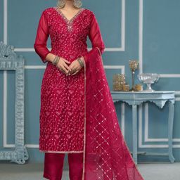 MANVAA Embroidered Organza Unstitched Dress Material-picture-23