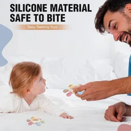 y mox Silicone & Wooden Baby Teether for 3+ Months, BPA Free Soft Teething Toy Teether image 4