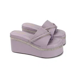 madam glorious Embellished Synthetic Leather Party Wedge Sandals image 2