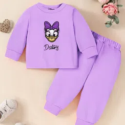 YK Disney Girls Daisy Embroidered Fleece Sweatshirt With Joggers image 2