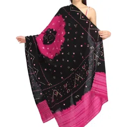 Exotic India Bandhani Printed & Tie-Dyed Kutch Embroidered Mirrors Work Pure Woollen Shawl-picture-42