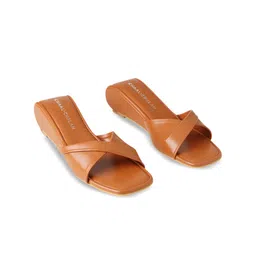 CHAAL CHALAN Textured PU Wedge Mules with Bows-picture-46