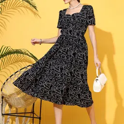 Honky Tonky Women Printed Fit & Flare Midi Dress-image-70