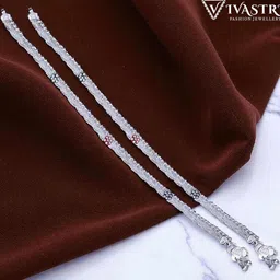 VIVASTRI Women Pair Of Artificial Stones Stud Rhodium-Plated Anklet-picture-38