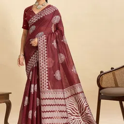 AMRUTKALA SAREES Ethnic Motifs Silk Cotton Handloom Banarasi Saree-picture-40