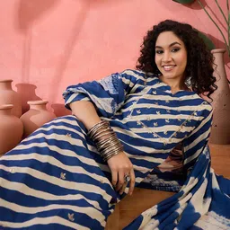 Sangria Printed Pure Cotton Straight Kurta With Trousers & Dupatta Sets image 2