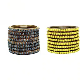 Shasmi Set Of 2 Multi Glass Artificial Stones & Beads Bangle-picture-36