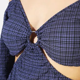 PINACOLADA Women Checked Cold-Shoulder Mini Sheath Dress image 3