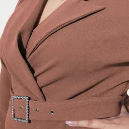 sassafras curve SASSAFRAS Women Solid Curve Bodycon Midi Dress image 3