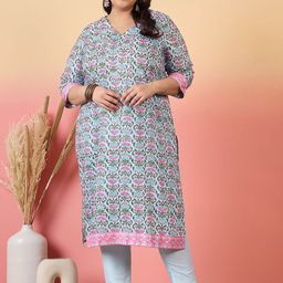 Sztori Women Floral Printed Regular Kurta with Trousers-picture-9