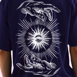 AUSK Graphic Printed Round Neck Drop Shoulder Sleeves Oversized Pure Cotton T-shirt image 3
