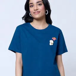LoveDky Women Graphic Printed Round Neck Cotton T-shirt-picture-36