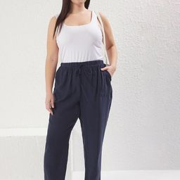 Trendyol Women Plus Size Pleated Mid-Rise Trousers-picture-7