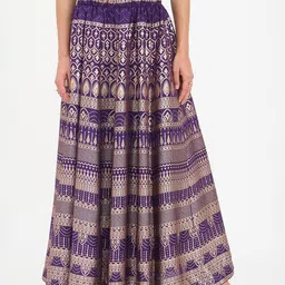 Virgio Women Brocade Long Panelled Maxi Flared Skirts image 5
