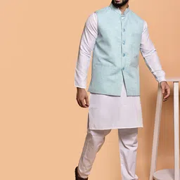 PRINTCULTR Men Regular Pure Cotton Kurta with Trousers image 3