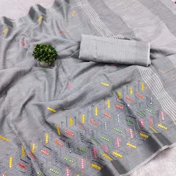 NEGRONI Embroidered Zari Pure Cotton Saree image 2