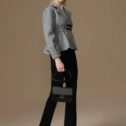 Kazo Women Lapel Collar Long Sleeves Crop Open Front Jacket image 2