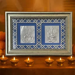 Art Street Gold-Toned & Blue Religious Lakshmi And Ganesh Photo Frame-picture-37