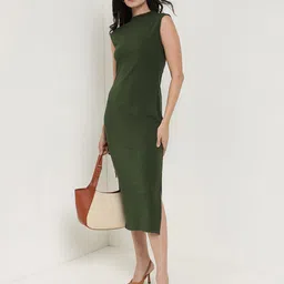 FableStreet Women Slits Sleeveless Bodycon Midi Dress-picture-21