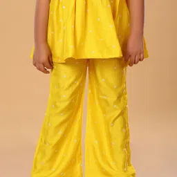 The Mini Trunk Girls Floral Printed Shoulder Strap A-Line Kurta With Trousers image 5