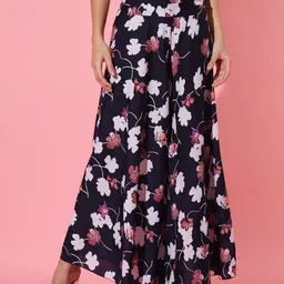 CORSICA Women Floral Printed Flared High-Rise Wide Leg Regular Trousers-image-69