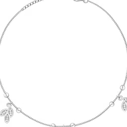 GIVA 925 Sterling Silver Rhodium-Plated Triple Leaf Charm Anklet image 3