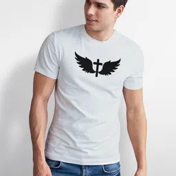 Seekbuylove Men Angel Wings Printed Bio Finish T-shirt image 2