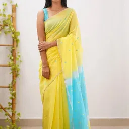 Vovar Women Ethnic Motifs Woven Design Zari Border Saree With Blouse Piece-image-78