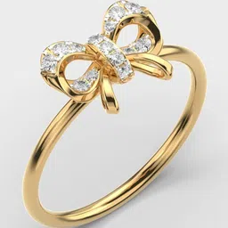 Jewelbox 9Kt Yellow Gold Primsy Bow Diamond Ring-1.56g image 2