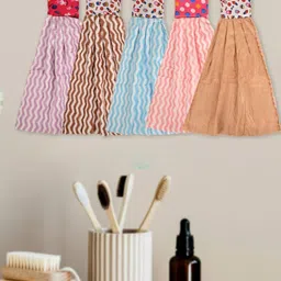 LOOM LEGACY 5Pcs Purple & Brown Striped Microfibre Hanging Kitchen Towels-image-18