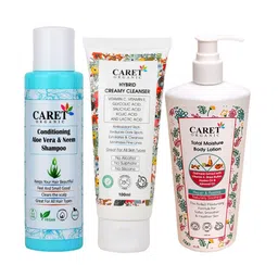 CARET ORGANIC Aloevera, Neem Shampoo & Hybrid Creamy Cleanser Face Wash & Body Lotion image 1