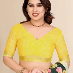 Moda Rapido Cotton Linen Blend Soft Floral Print Saree image 5