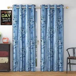 Galaxy Home Decor Blue Set of 2 Floral Window Curtain-picture-32