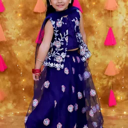 KID1 Girls Embroidered Sequinned Ready to Wear Lehenga & Blouse With Dupatta image 3